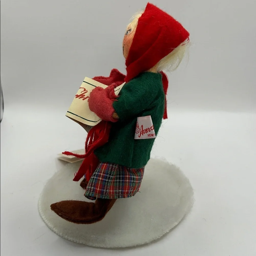 Annalee Doll with Red Scarf and Plaid Skirt